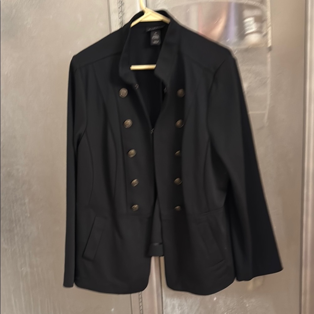 Lane Bryant Black Fitted Blazer with Stand-Up Collar